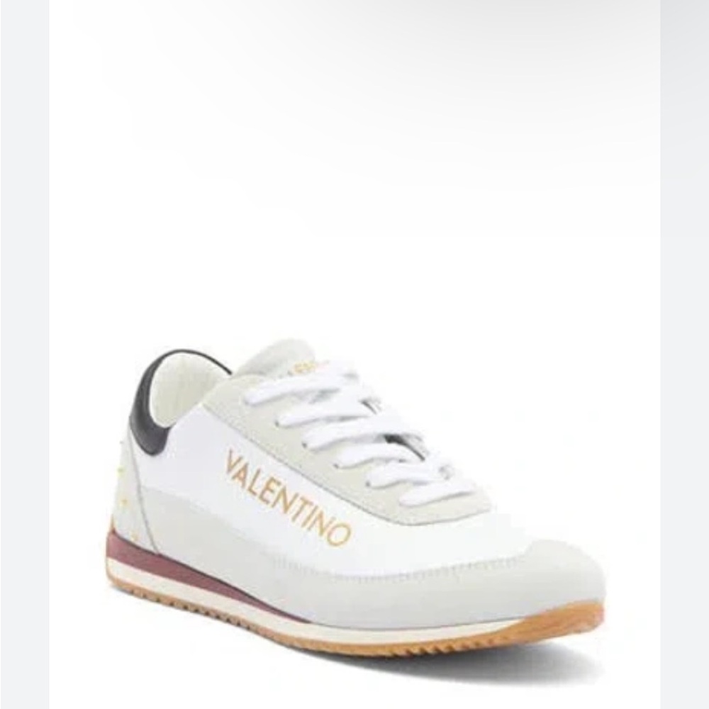 Valentino White and Black Sneakers with Gold Detail